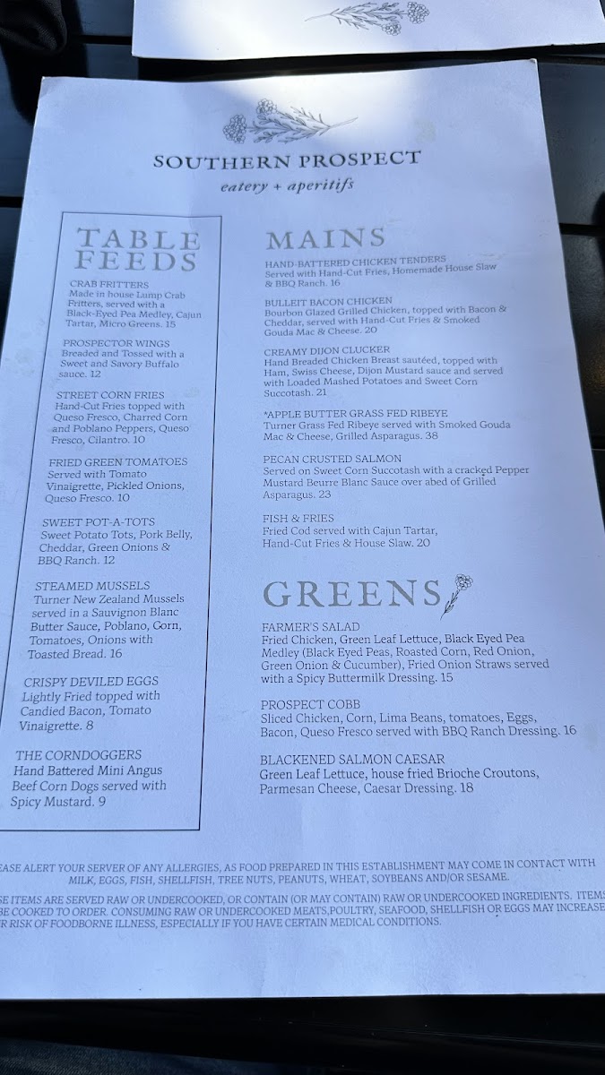 Menu Southern Prospect-2